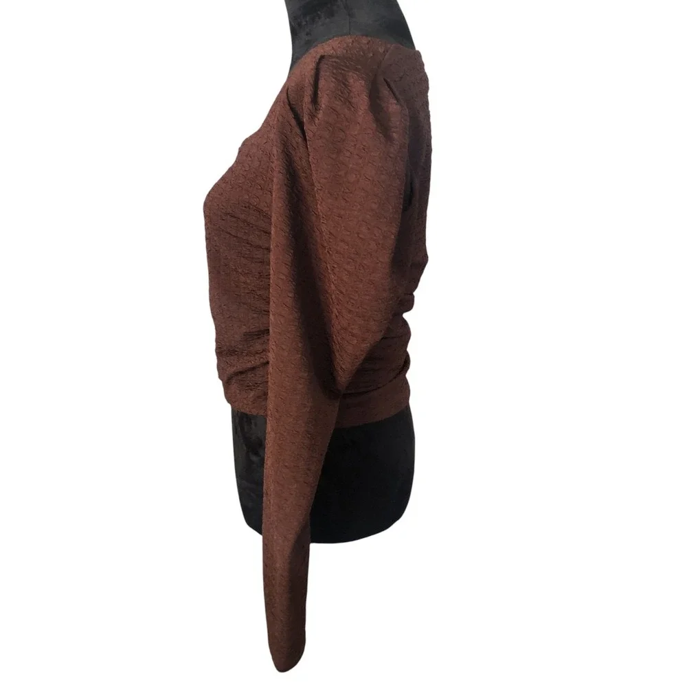 ASTR‎ The Label Romantic Puff Sleeve Renaissance Brown Boho Peasant Top L
